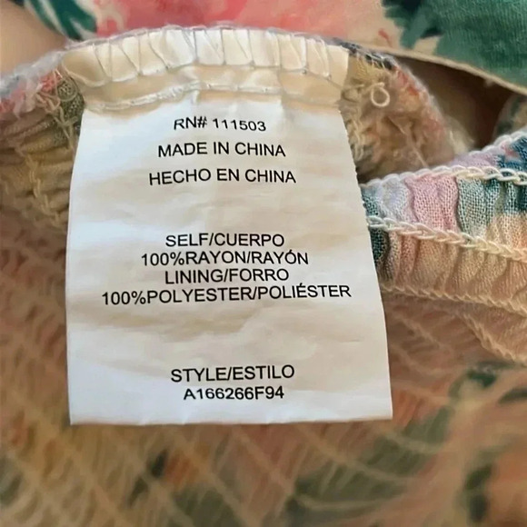 AUW Floral Spaghetti Strap Smocked Back Mini Spring Dress Women’s Size M - Picture 7 of 8